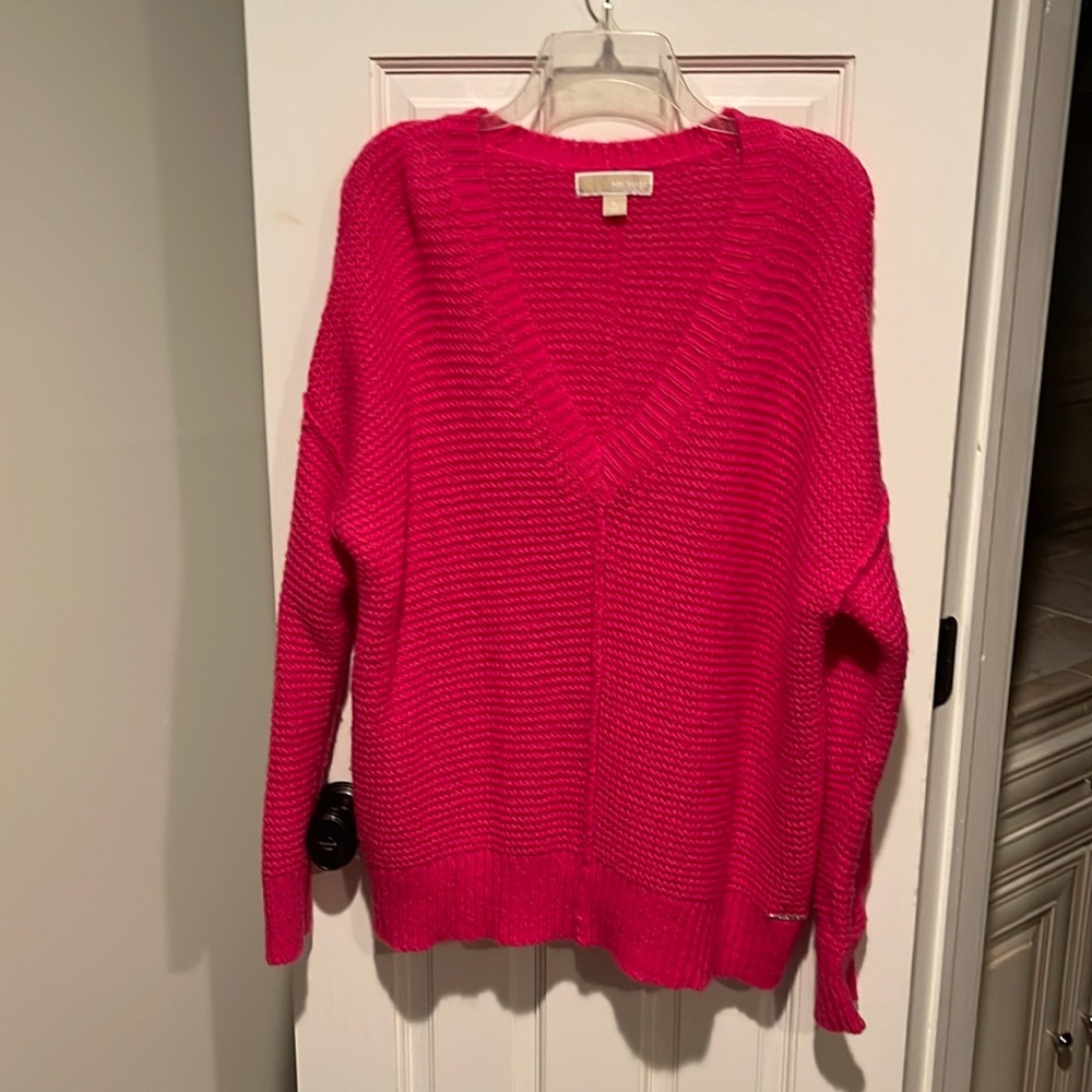 Michael Kors Women's Pink V-Neck Sweater